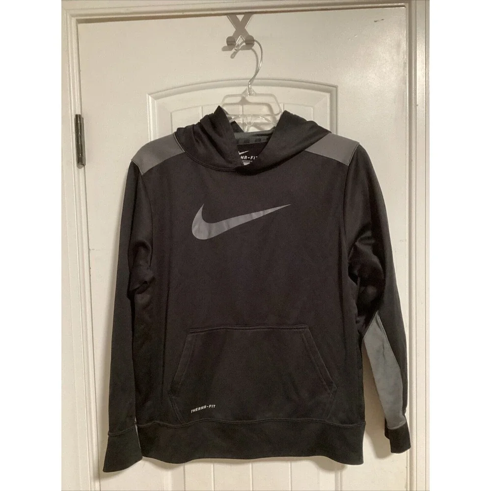 Nike Therma-Fit Black/Gray Pullover Hoodie Polyester Youth Size XL